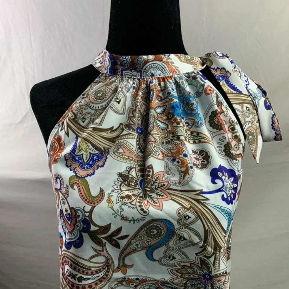 Boho Paisley Print Halter Neck Blouse - Picture 7 of 7